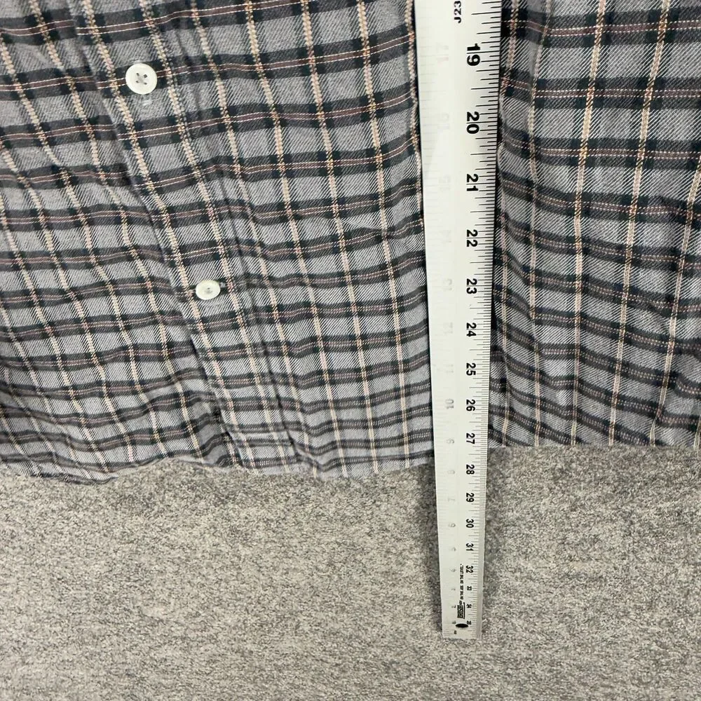 Banana Republic Shirt Men M Medium Gray Plaid Button Up Collared Long Sleeve